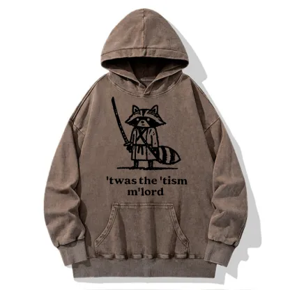 Tokyo-Tiger Focused Samurai Raccoon Washed Hoodie