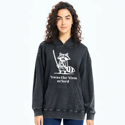 Tokyo-Tiger Focused Samurai Raccoon Washed Hoodie