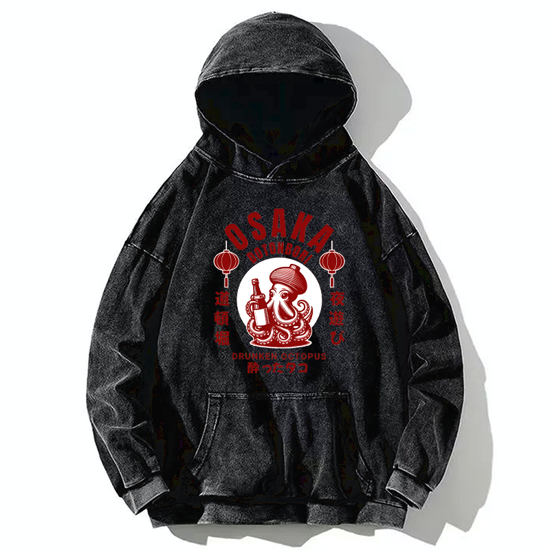 Tokyo-Tiger Retro Osaka Octopus Washed Hoodie