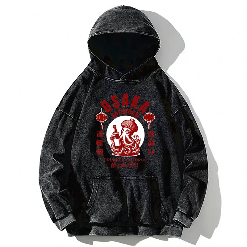 Tokyo-Tiger Retro Osaka Octopus Washed Hoodie