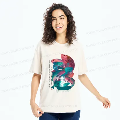 Tokyo-Tiger Japanese Ukiyoe Fish Vintage Poster Washed T-Shirt 