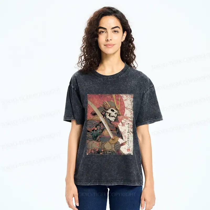 Tokyo-Tiger Samurai Under The Sakura Washed T-Shirt