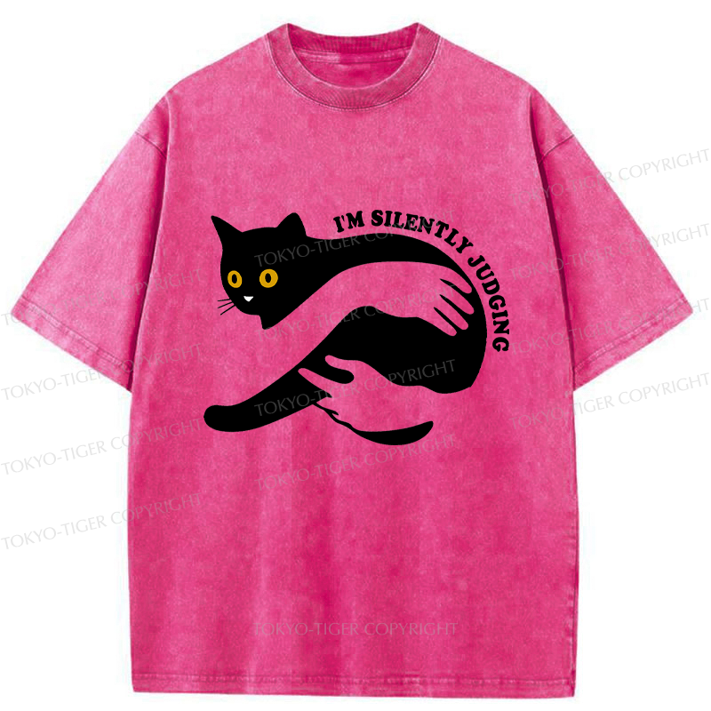 Tokyo-Tiger Black Cat In Arms Judging You Washed T-Shirt