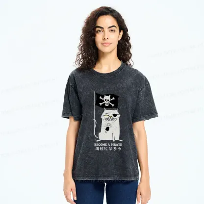 Tokyo-Tiger Pirate Cat Washed T-Shirt