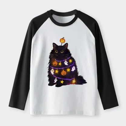 Tokyo-Tiger Halloween Cat Raglan Long Sleeve T-shirt