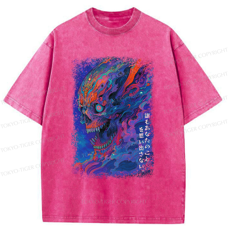 Tokyo-Tiger Japanese Ukiyoe Skeleton Poster Washed T-Shirt