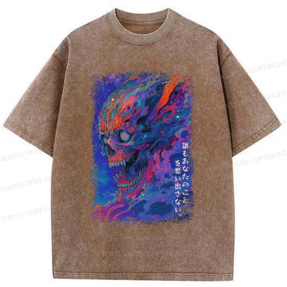 Tokyo-Tiger Japanese Ukiyoe Skeleton Poster Washed T-Shirt
