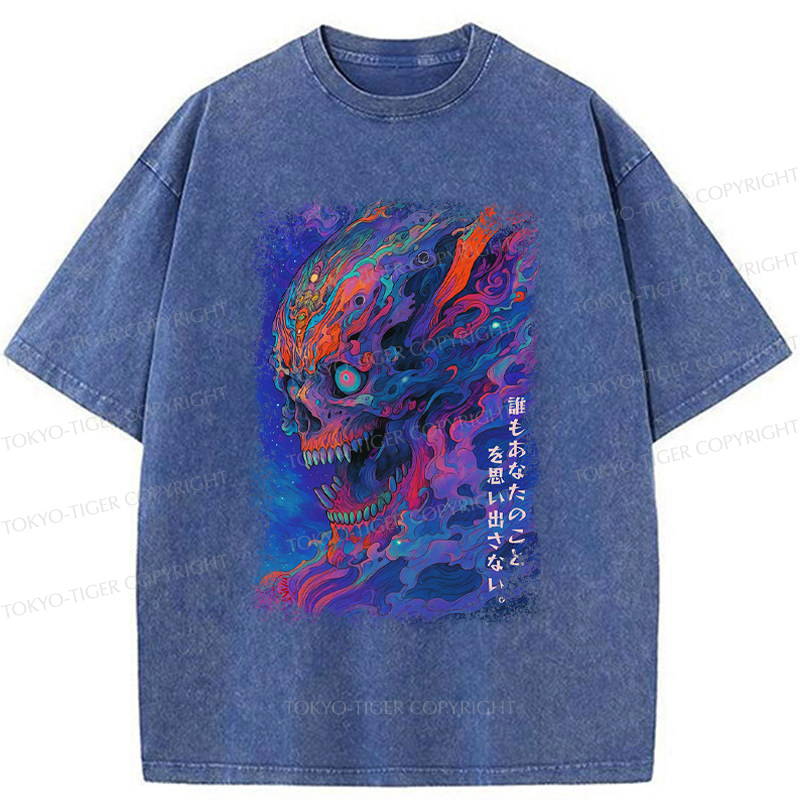 Tokyo-Tiger Japanese Ukiyoe Skeleton Poster Washed T-Shirt