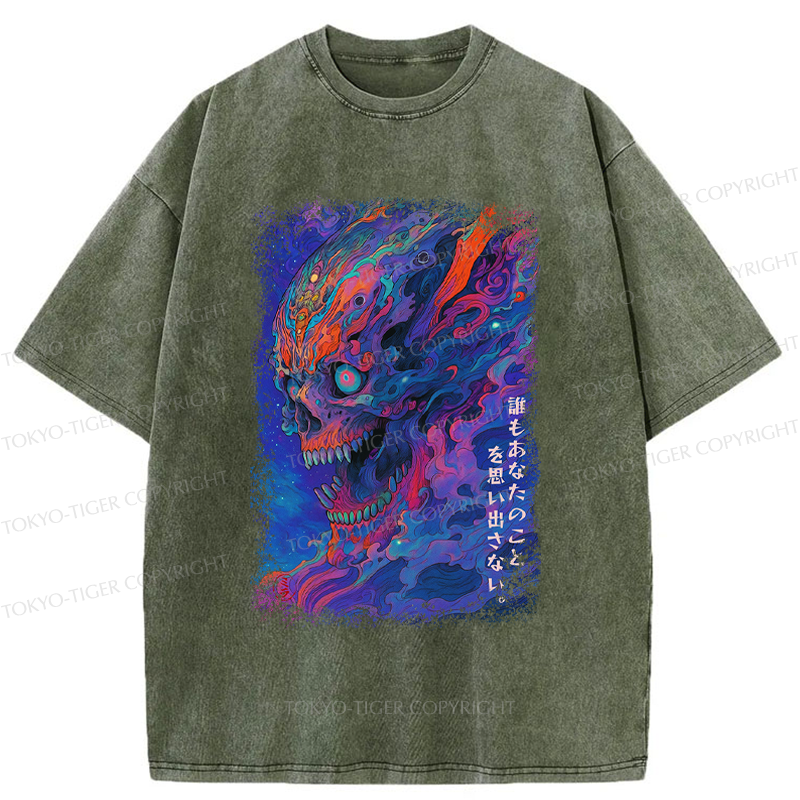 Tokyo-Tiger Japanese Ukiyoe Skeleton Poster Washed T-Shirt