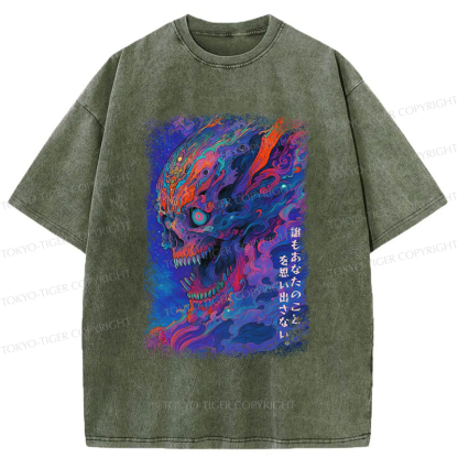 Tokyo-Tiger Japanese Ukiyoe Skeleton Poster Washed T-Shirt