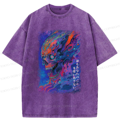 Tokyo-Tiger Japanese Ukiyoe Skeleton Poster Washed T-Shirt