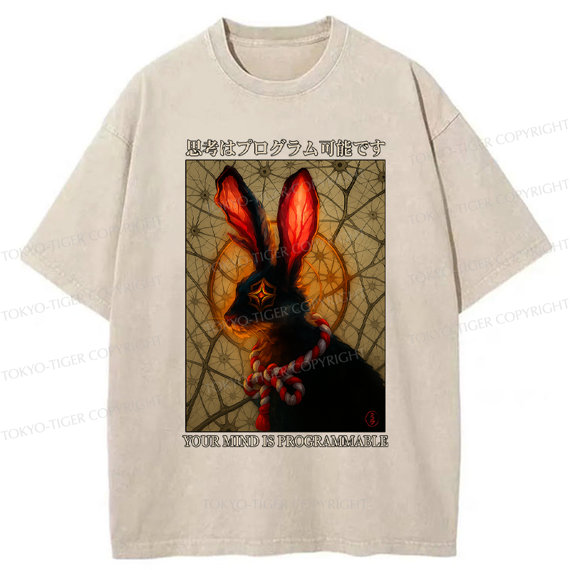 Tokyo-Tiger Funny Mind Is Programmable Rabbit Poster Washed T-Shirt