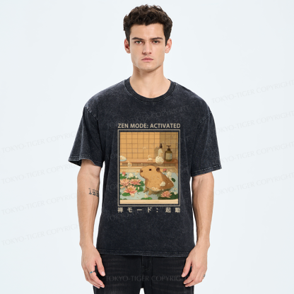 Tokyo-Tiger Zen Mode: Activated Capybara Washed T-Shirt