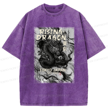 Tokyo-Tiger Sumie Rising Dragon Poster Washed T-Shirt