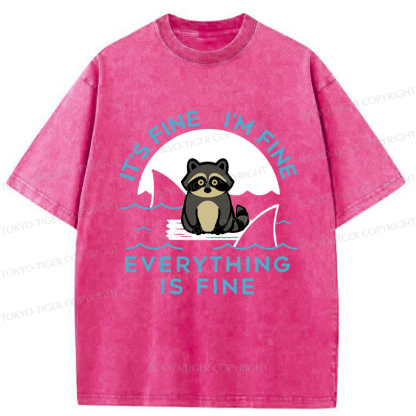 Tokyo-Tiger Raccoons In Danger Funny Washed T-Shirt