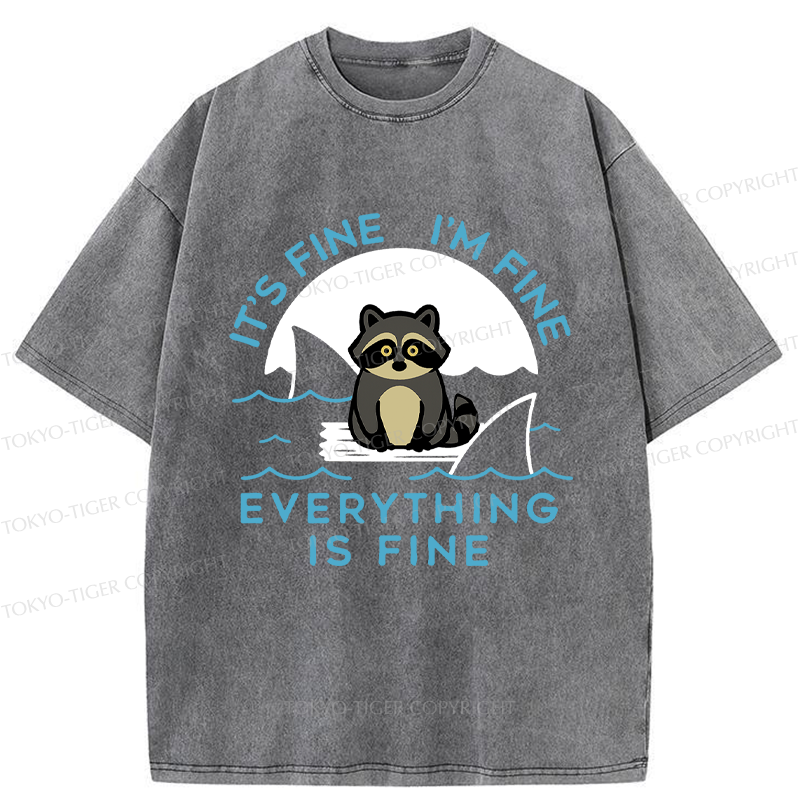 Tokyo-Tiger Raccoons In Danger Funny Washed T-Shirt