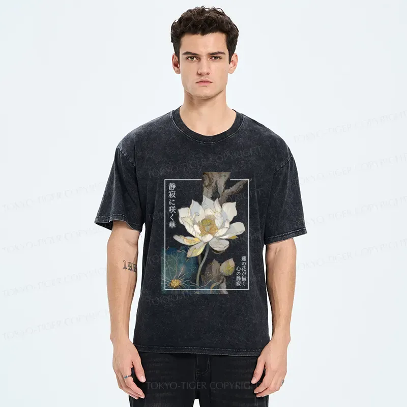 Tokyo-Tiger Blooming Lotus Japan Washed T-Shirt