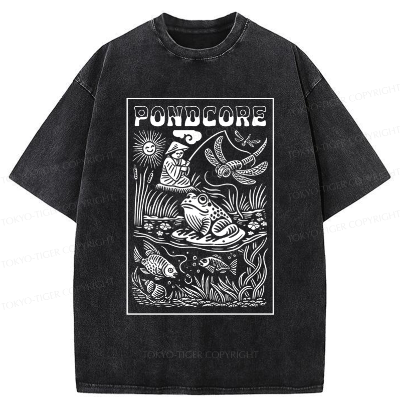 Tokyo-Tiger Pondcore Fishing Woodblock Washed T-Shirt