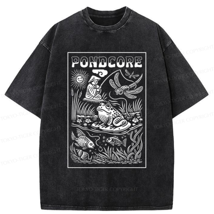 Tokyo-Tiger Pondcore Fishing Woodblock Washed T-Shirt