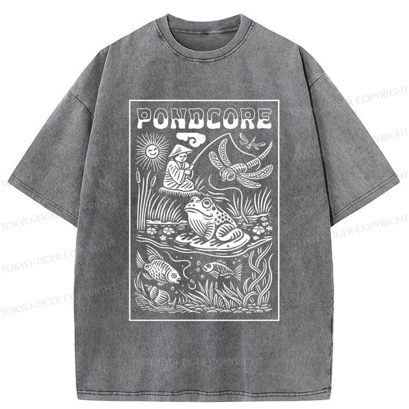 Tokyo-Tiger Pondcore Fishing Woodblock Washed T-Shirt
