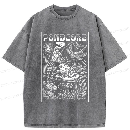Tokyo-Tiger Pondcore Fishing Woodblock Washed T-Shirt