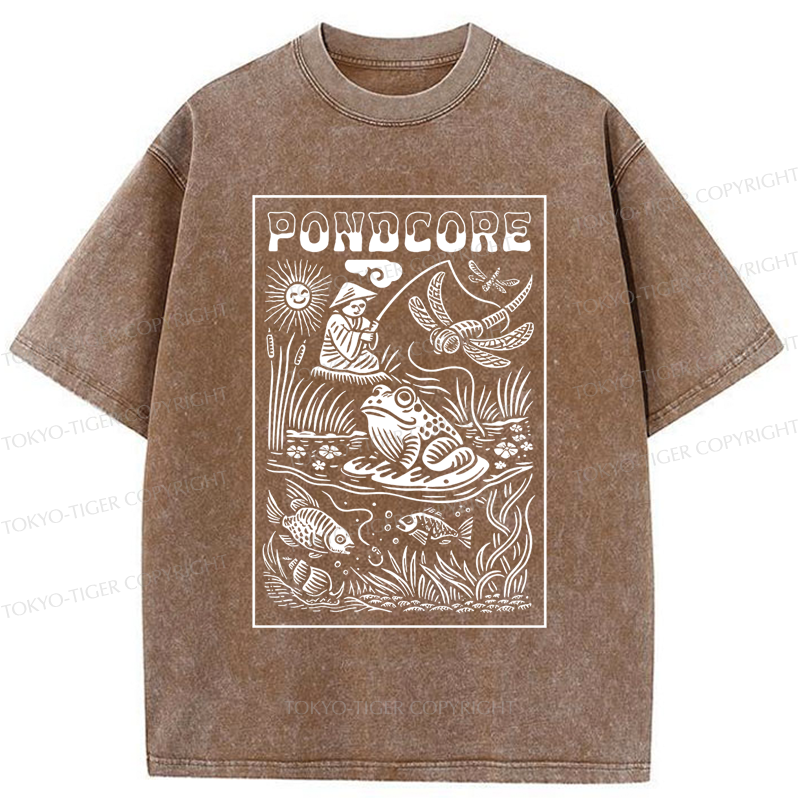 Tokyo-Tiger Pondcore Fishing Woodblock Washed T-Shirt
