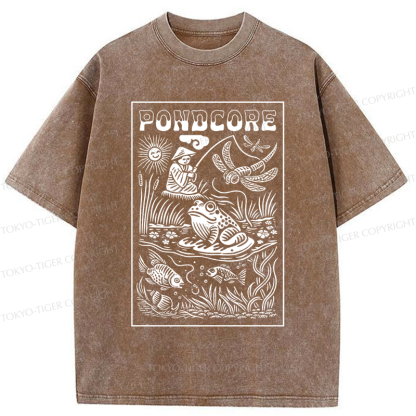 Tokyo-Tiger Pondcore Fishing Woodblock Washed T-Shirt
