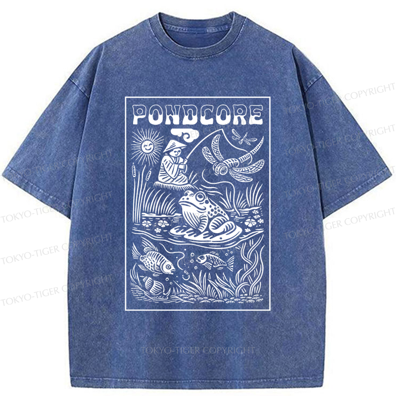 Tokyo-Tiger Pondcore Fishing Woodblock Washed T-Shirt