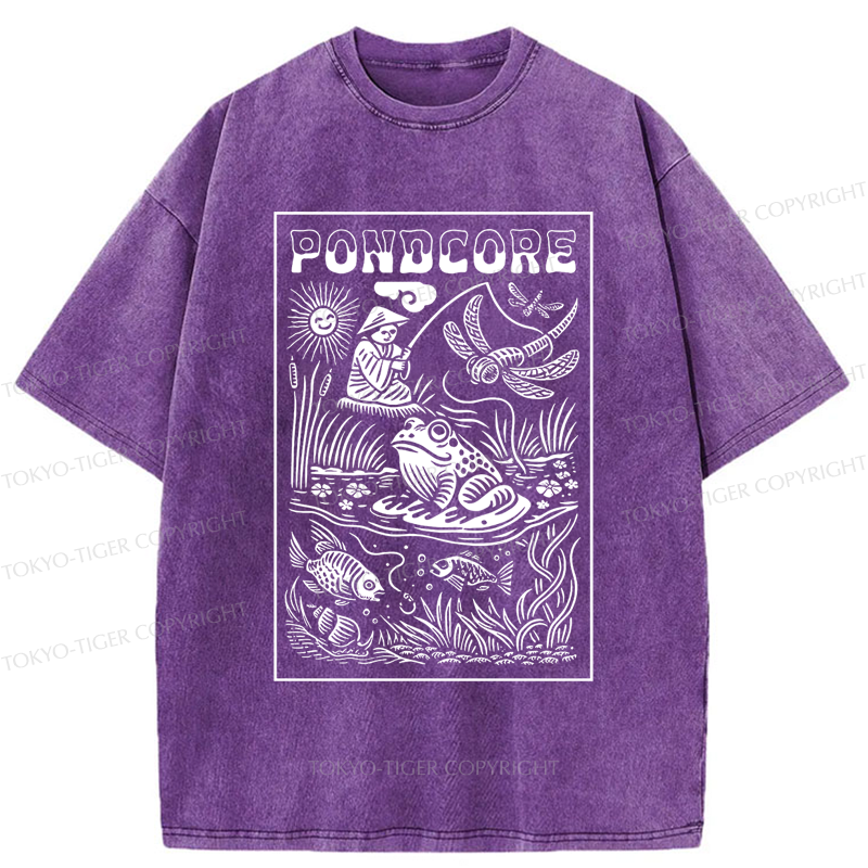 Tokyo-Tiger Pondcore Fishing Woodblock Washed T-Shirt