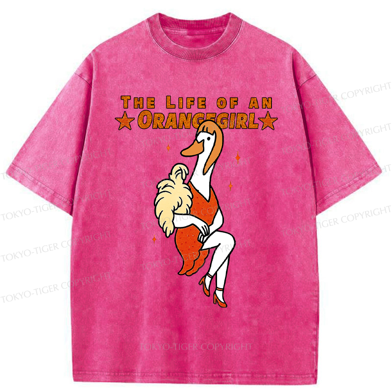 Tokyo-Tiger Funny Life of an Orangegirl Goose Washed T-Shirt