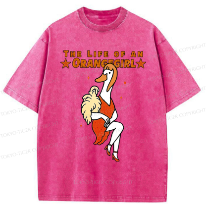 Tokyo-Tiger Funny Life of an Orangegirl Goose Washed T-Shirt