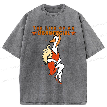 Tokyo-Tiger Funny Life of an Orangegirl Goose Washed T-Shirt
