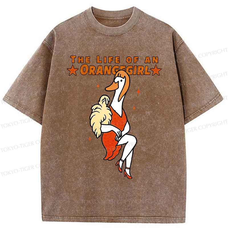 Tokyo-Tiger Funny Life of an Orangegirl Goose Washed T-Shirt