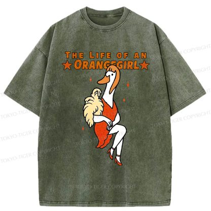 Tokyo-Tiger Funny Life of an Orangegirl Goose Washed T-Shirt