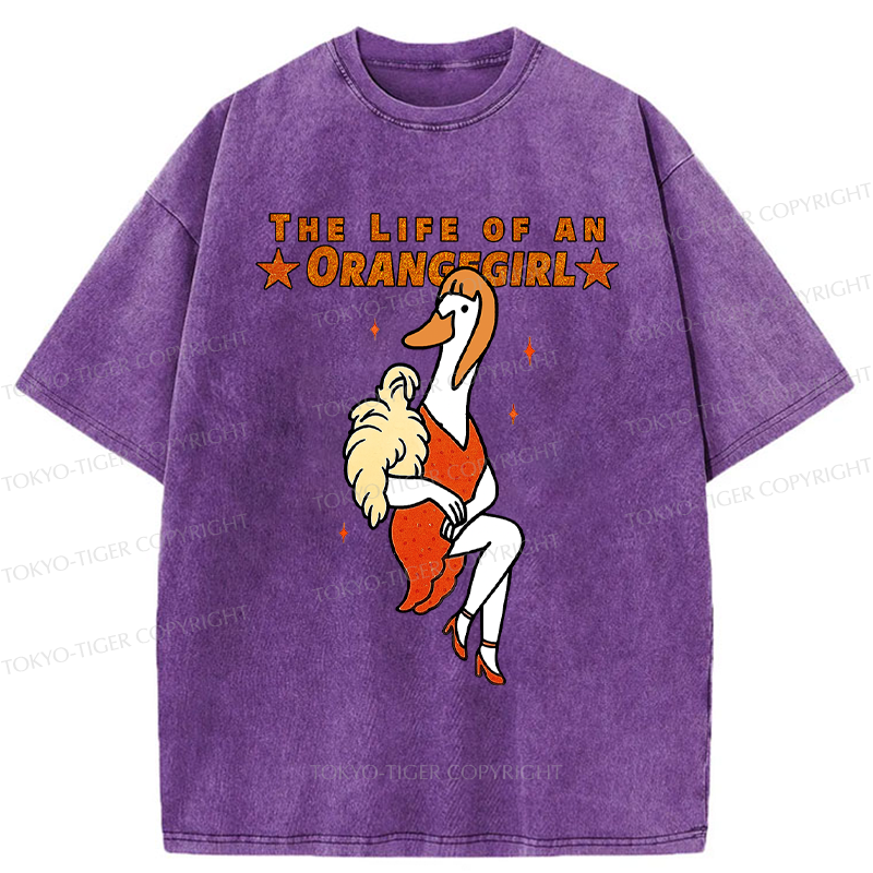 Tokyo-Tiger Funny Life of an Orangegirl Goose Washed T-Shirt