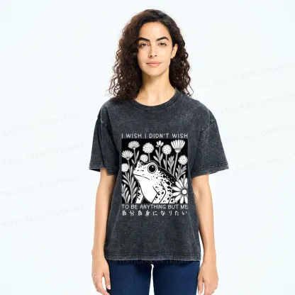 Tokyo-Tiger Be yourself Frog Flower Woodblock Washed T-Shirt