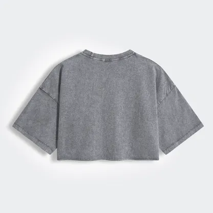 Tokyo-Tiger Indoor Kitten Women's Washed Crop T-Shirt