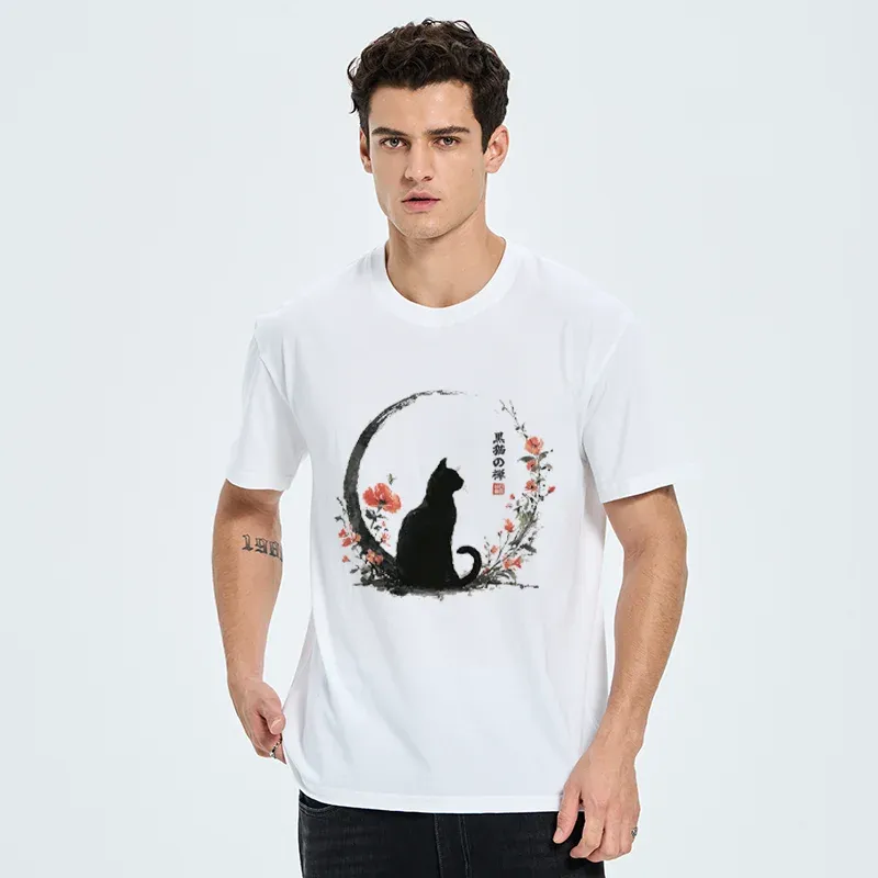 Tokyo-Tiger Black Cat And Flowers Classic T-Shirt