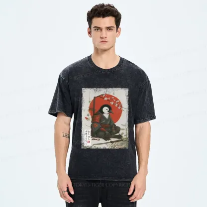 Tokyo-Tiger Japanese The Samurai Penguin Washed T-Shirt