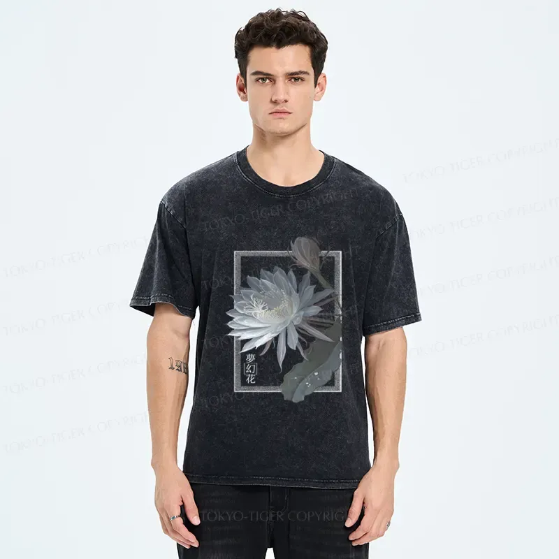 Tokyo-Tiger Japanese Hallucinogenic Epiphyllum Washed T-Shirt