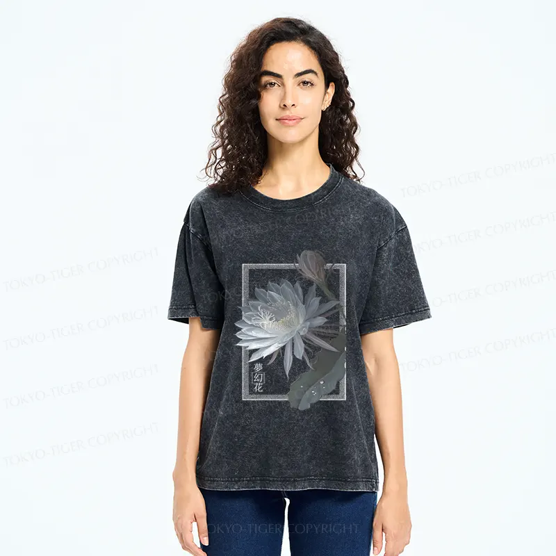 Tokyo-Tiger Japanese Hallucinogenic Epiphyllum Washed T-Shirt