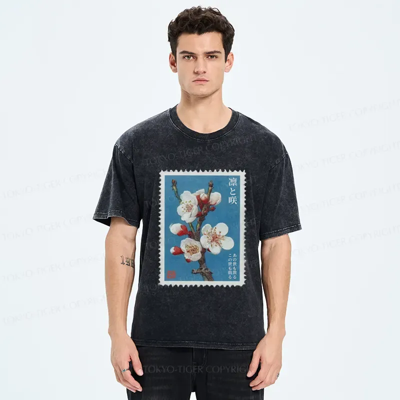 Tokyo-Tiger The Blooming and Withering of Plum Blossoms Washed T-Shirt