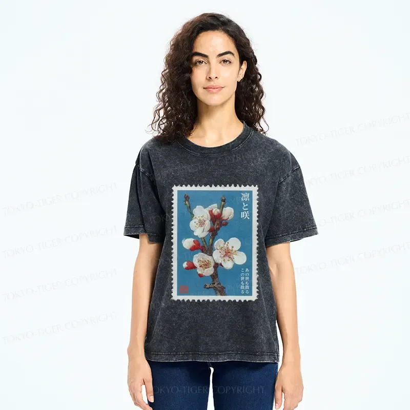 Tokyo-Tiger The Blooming and Withering of Plum Blossoms Washed T-Shirt
