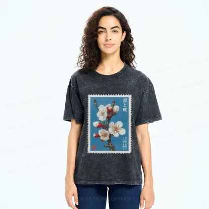 Tokyo-Tiger The Blooming and Withering of Plum Blossoms Washed T-Shirt