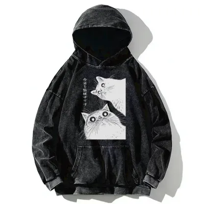 Tokyo-Tiger The Cat Is Watching Today Washed Hoodie