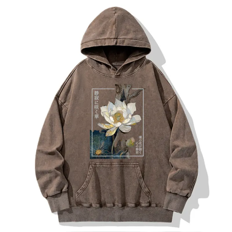 Tokyo-Tiger Blooming Lotus Japan Washed Hoodie