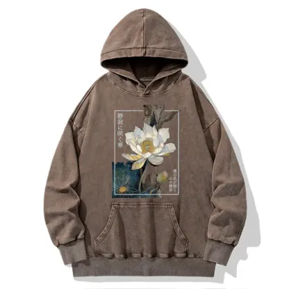 Tokyo-Tiger Blooming Lotus Japan Washed Hoodie