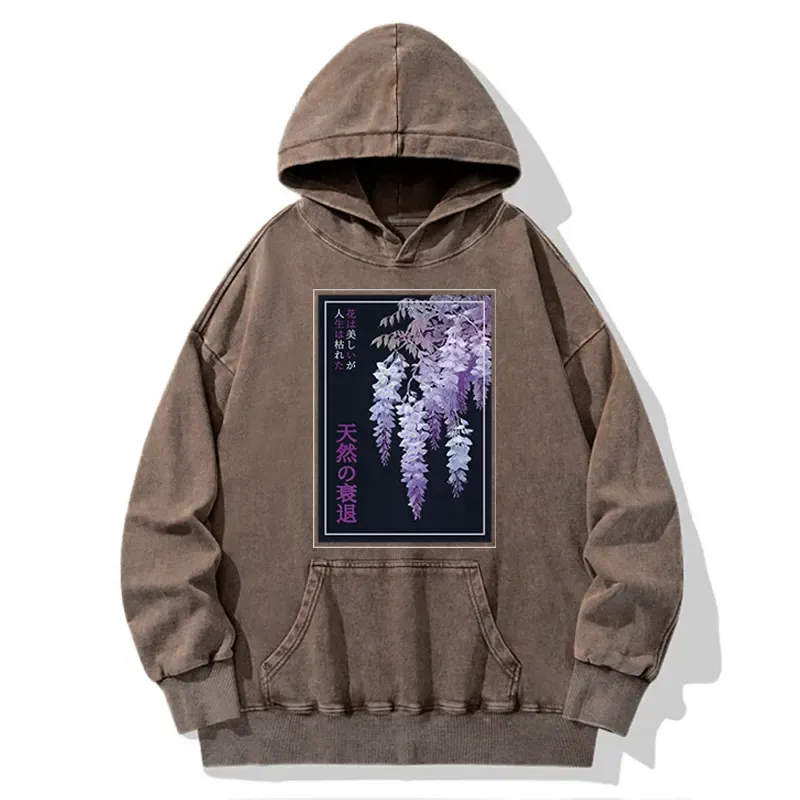 Tokyo-Tiger Wisteria Jpanese Flowers Poster Washed Hoodie