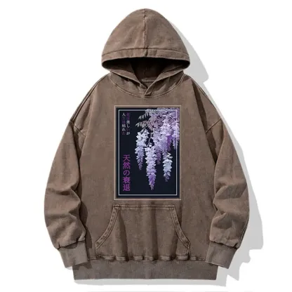 Tokyo-Tiger Wisteria Jpanese Flowers Poster Washed Hoodie