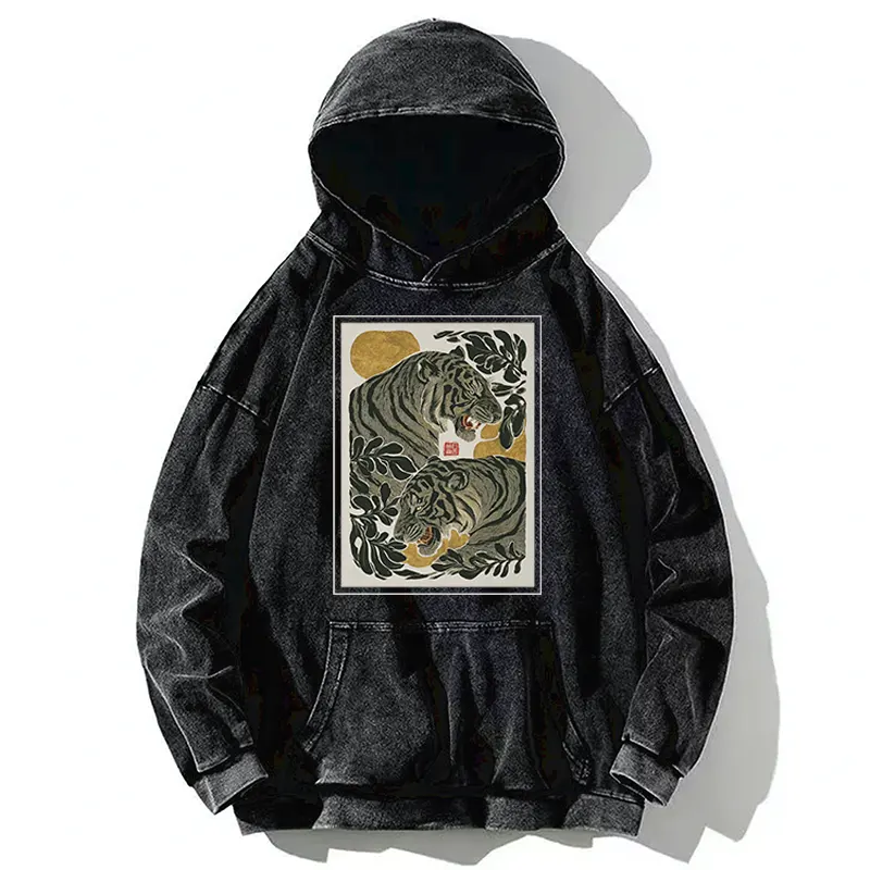 Tokyo-Tiger Woodcut Tiger Washed Hoodie